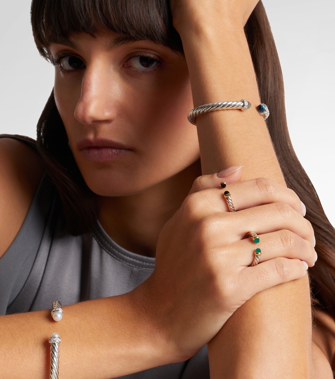 Cable Collectibles® Petite Cable sterling silver ring with onyx | David Yurman