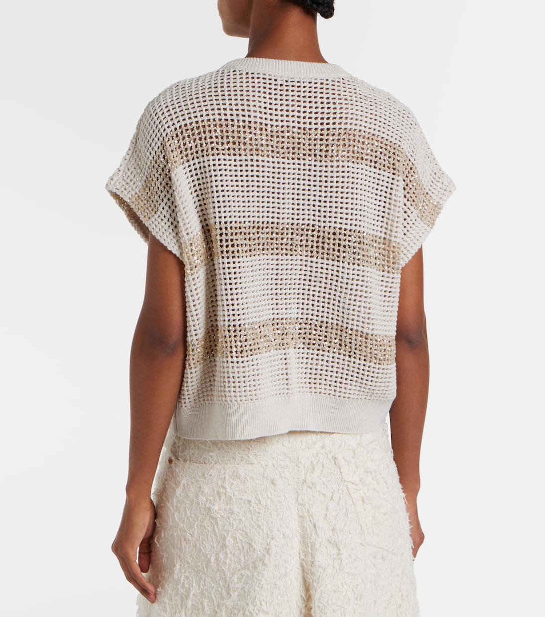 Pullover in cotone con paillettes | Brunello Cucinelli