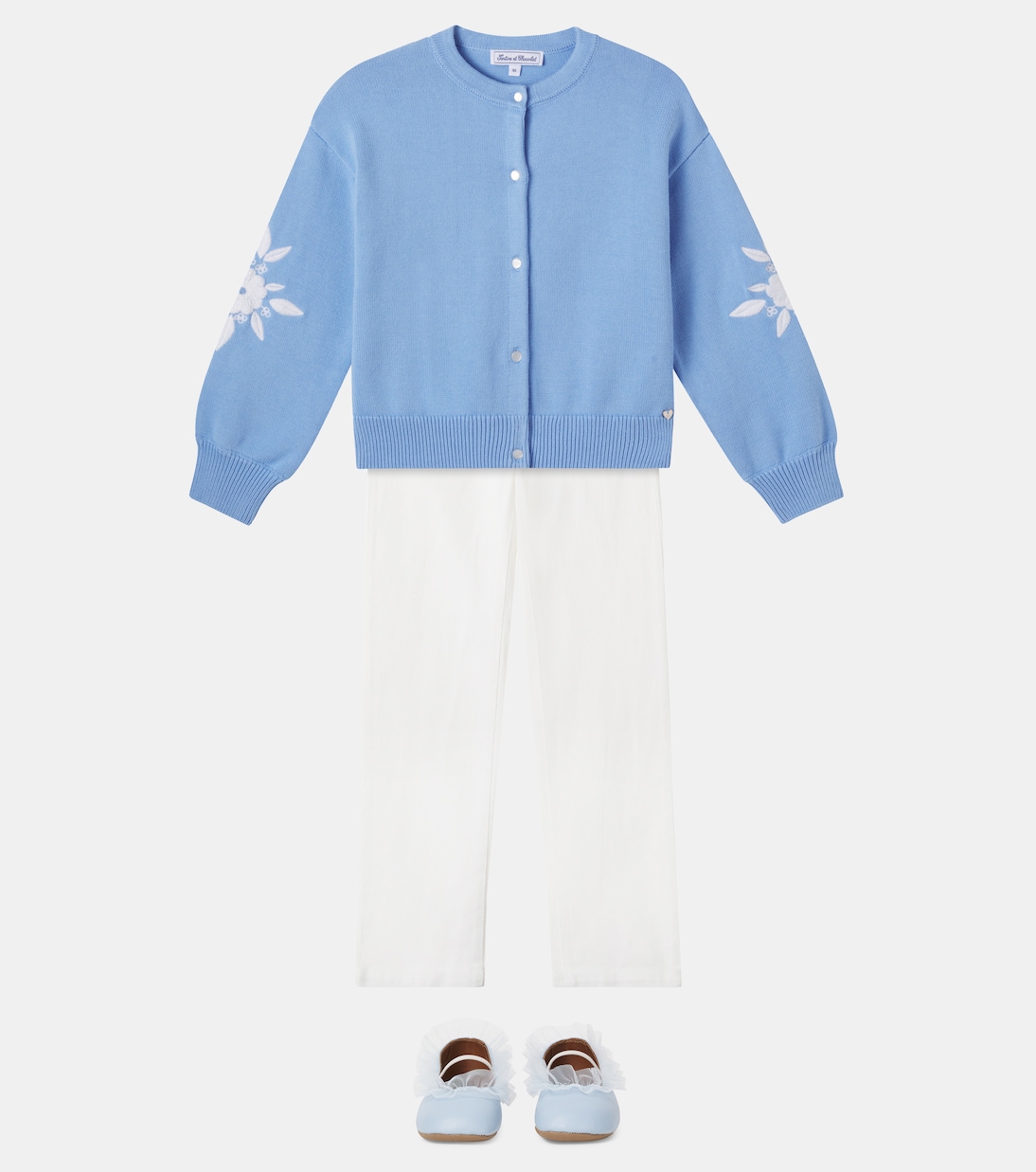 Cardigan brodé en coton à fleurs | Tartine et Chocolat