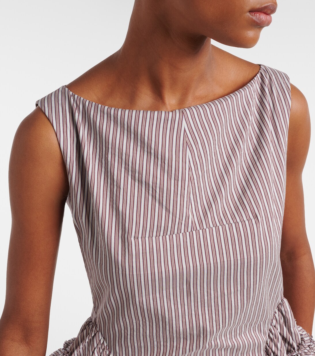 Top de algodón y seda a rayas con volantes | Dries Van Noten