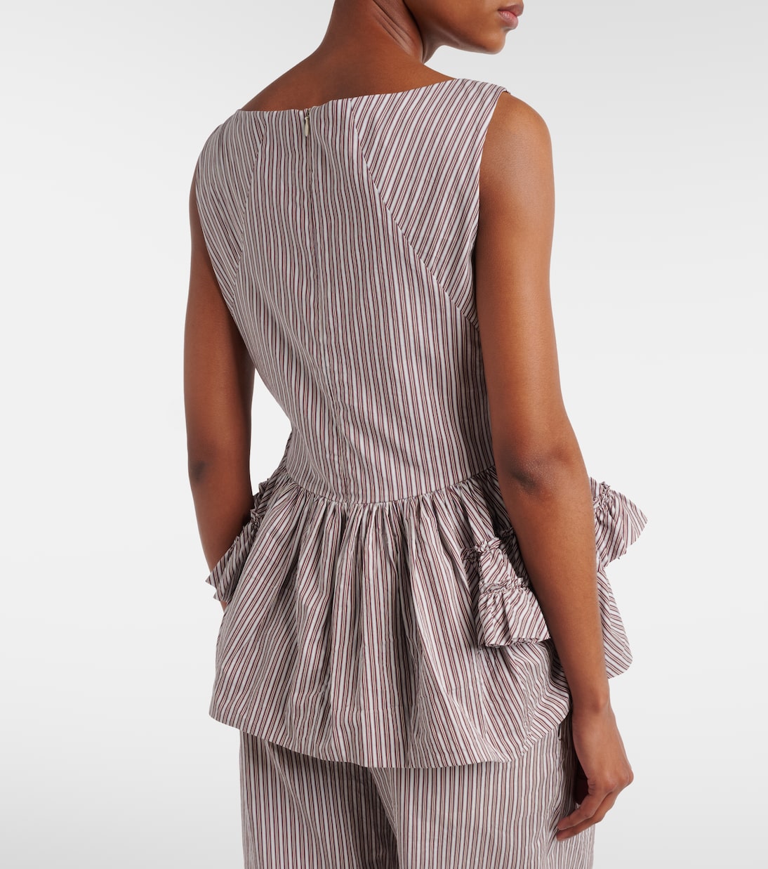 Top de algodón y seda a rayas con volantes | Dries Van Noten