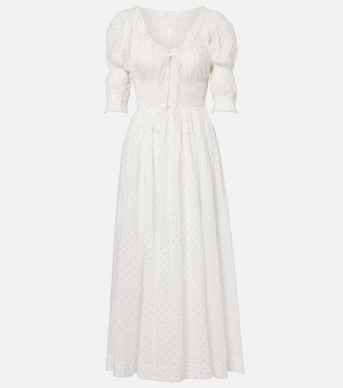 Ischia gathered polka-dot cotton midi dress | Dôen