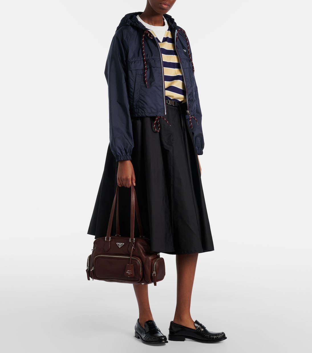 Large leather shoulder bag | Prada