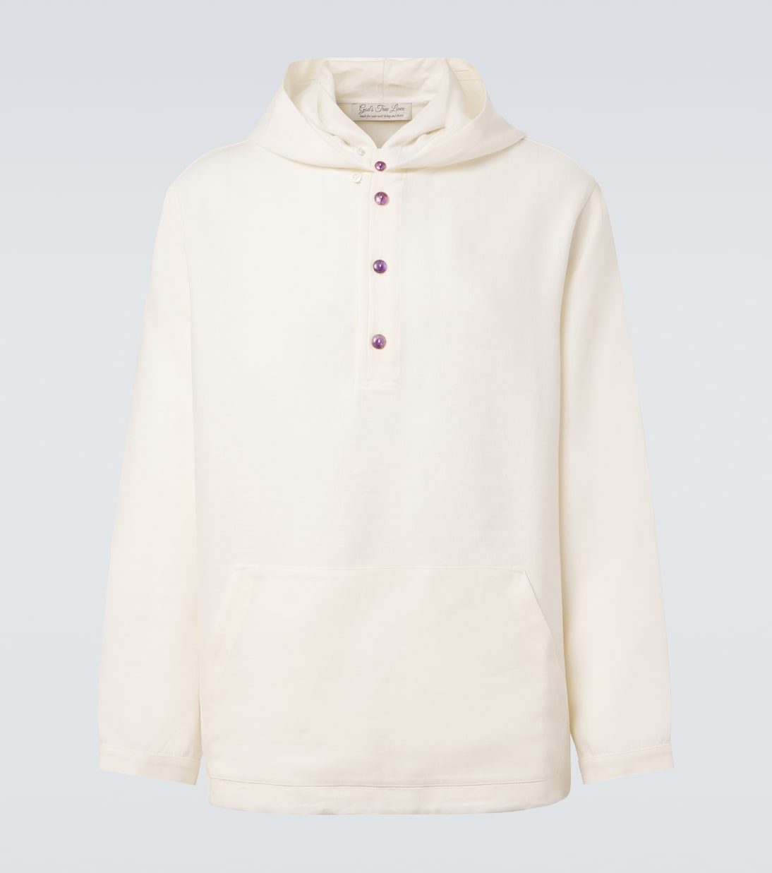 Hooded linen jacket with amethyst | God's True Cashmere