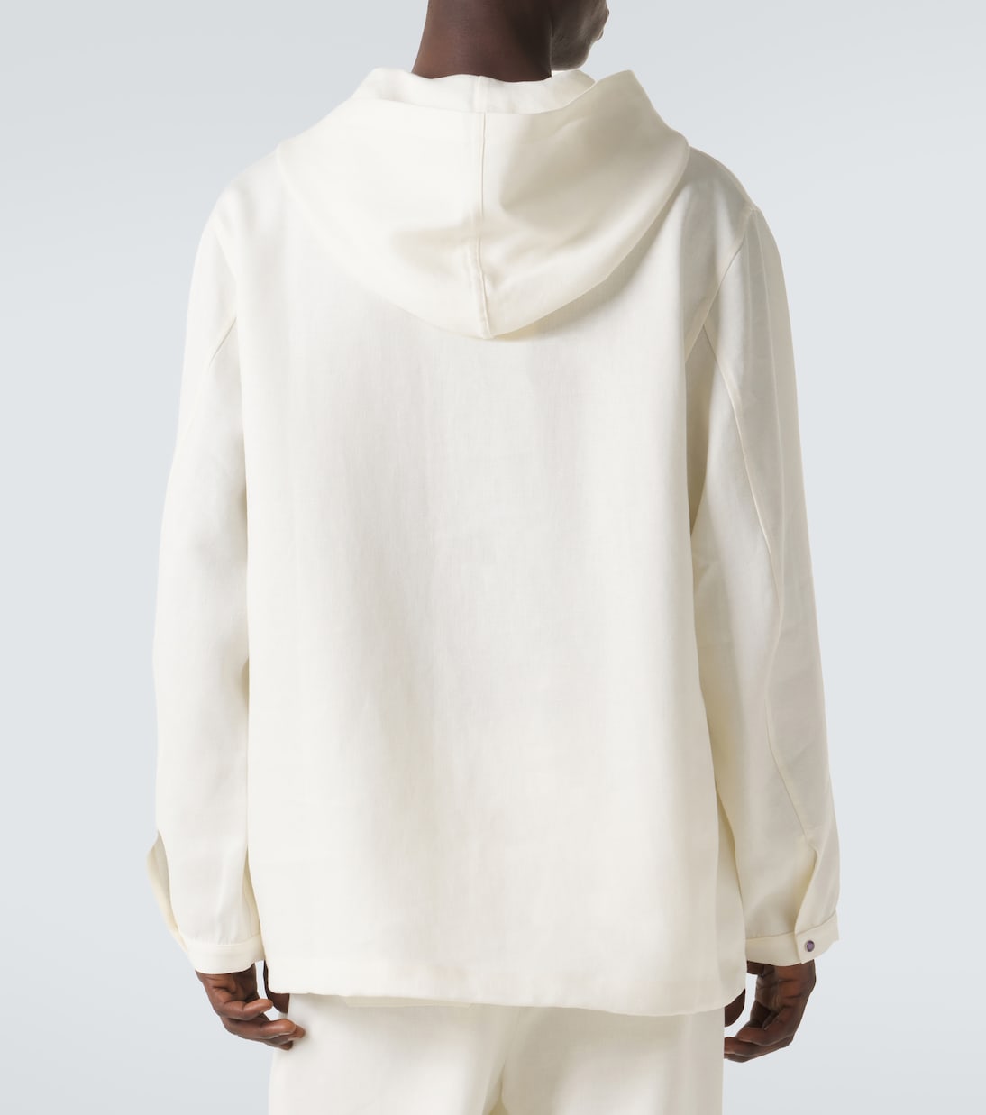 Hooded linen jacket with amethyst | God's True Cashmere