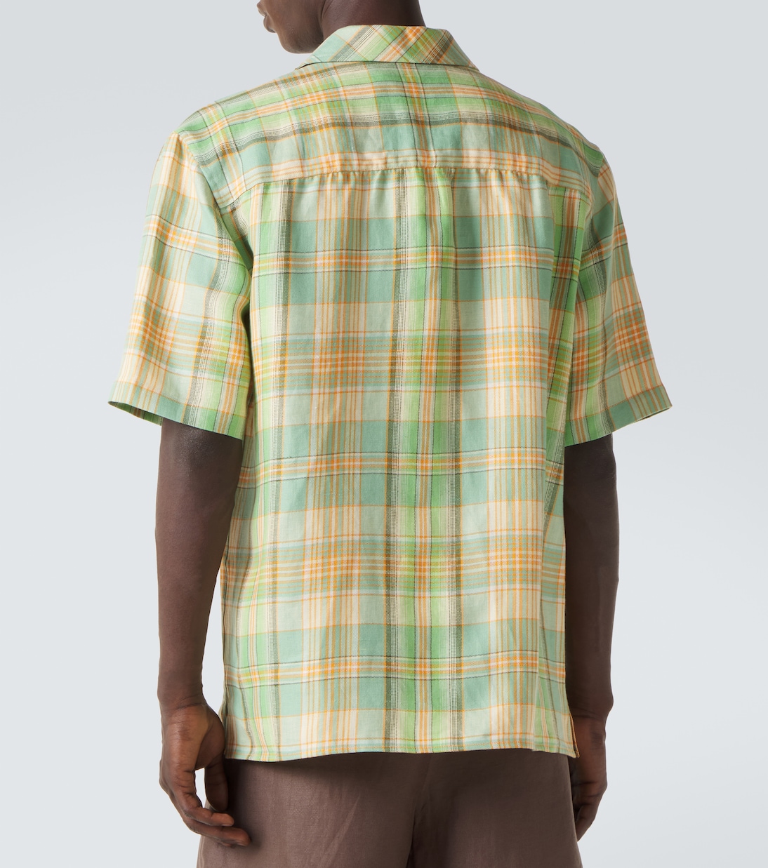 Camicia Moss in lino a quadri con corniola | God's True Cashmere