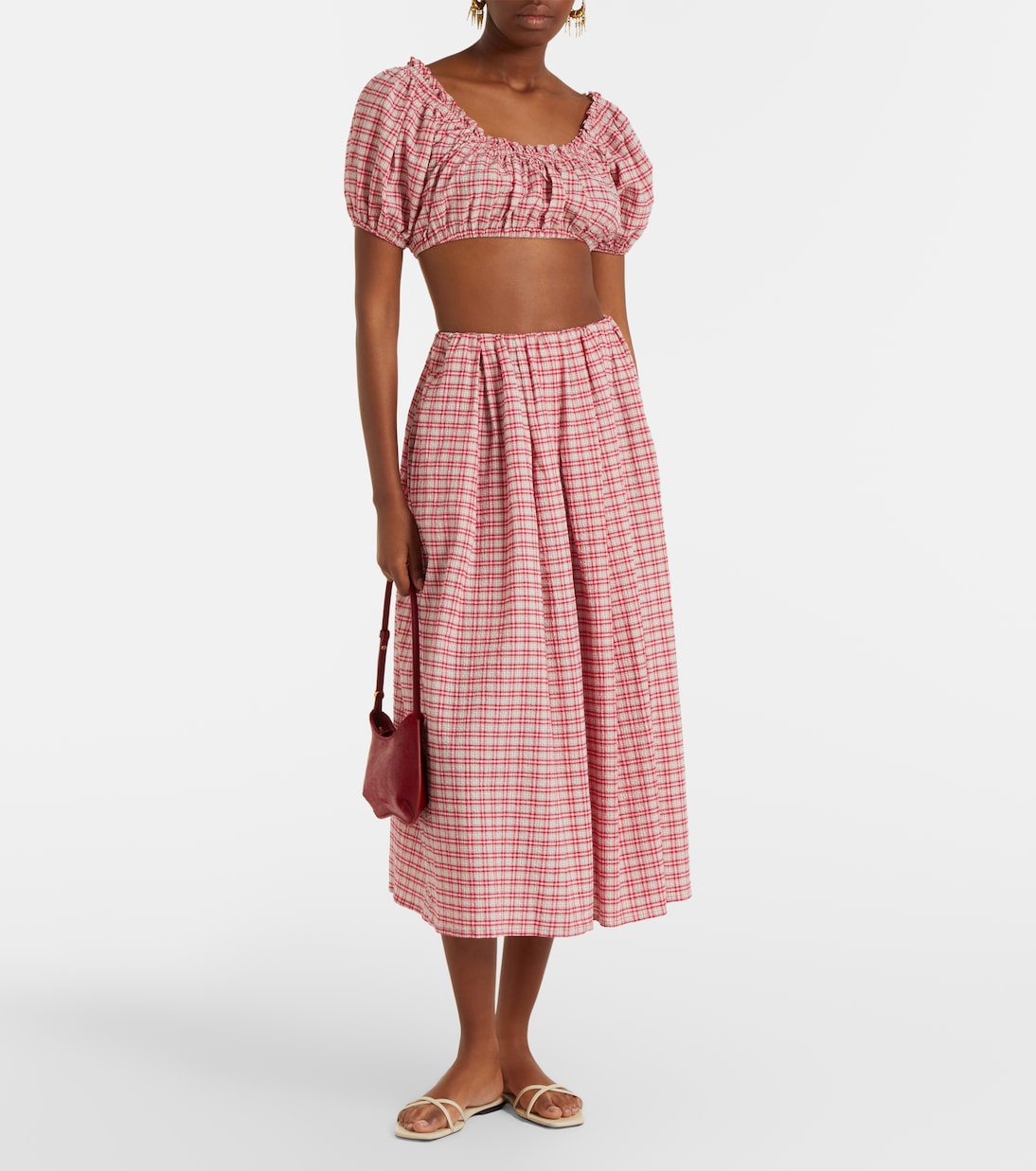Falda midi Agora de algodón a cuadros | Faithfull