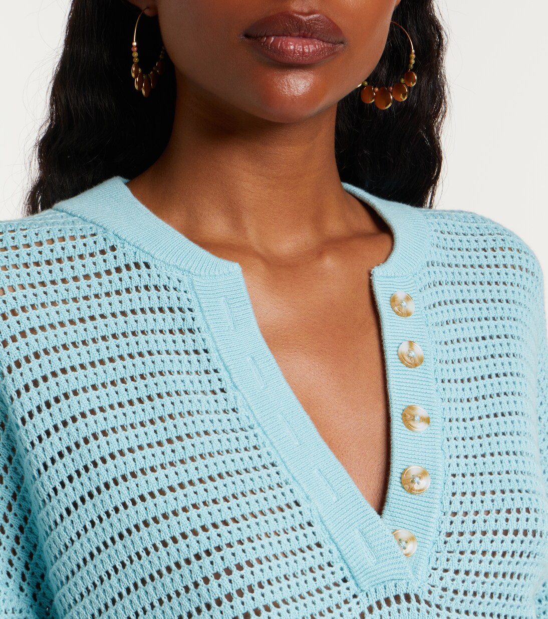 Callie网眼针织棉质Polo衫式毛衣 | Varley