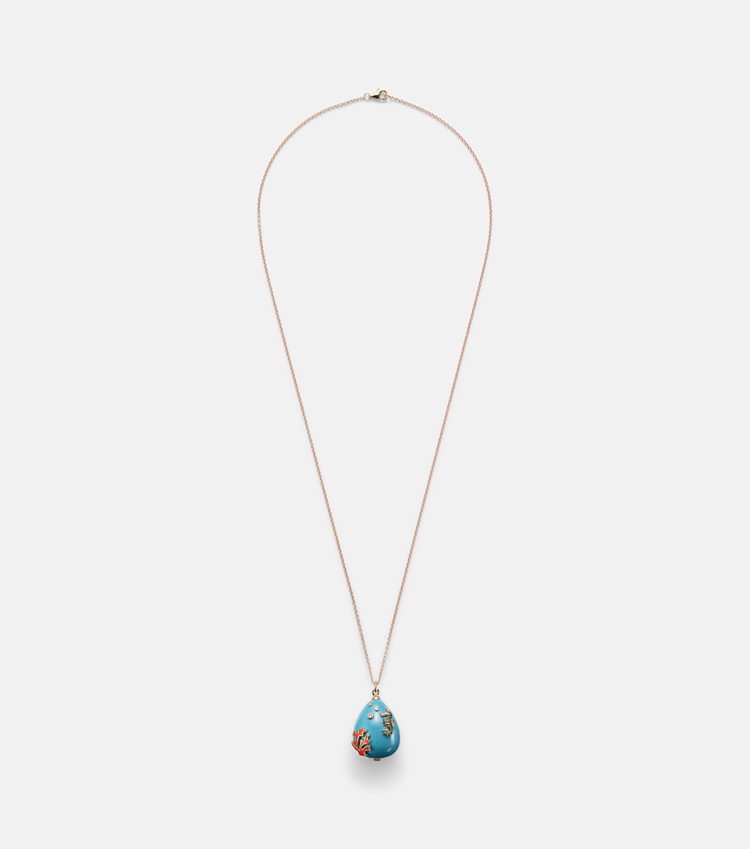 Pendentif L'océan 9kt gold necklace with turquoise, diamonds, and gemstones | Yvonne Léon