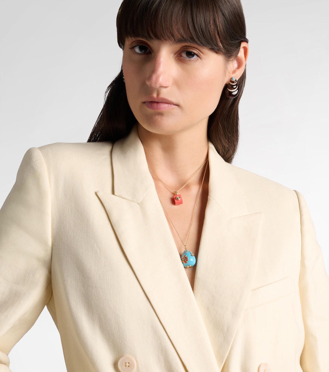 Pendentif L'océan 9kt gold necklace with turquoise, diamonds, and gemstones | Yvonne Léon