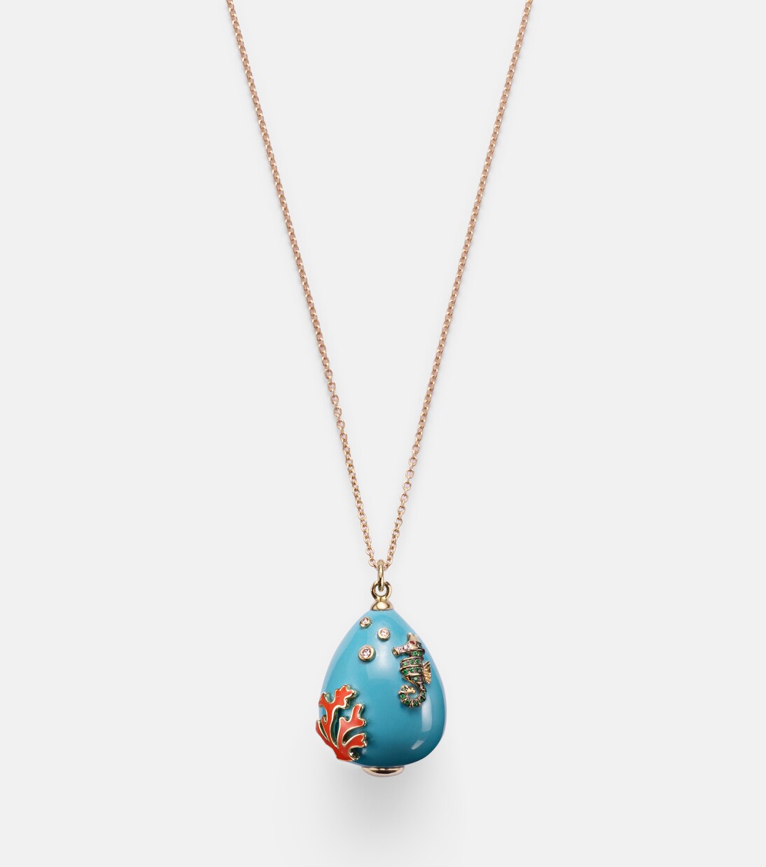 Pendentif L'océan 9kt gold necklace with turquoise, diamonds, and gemstones | Yvonne Léon