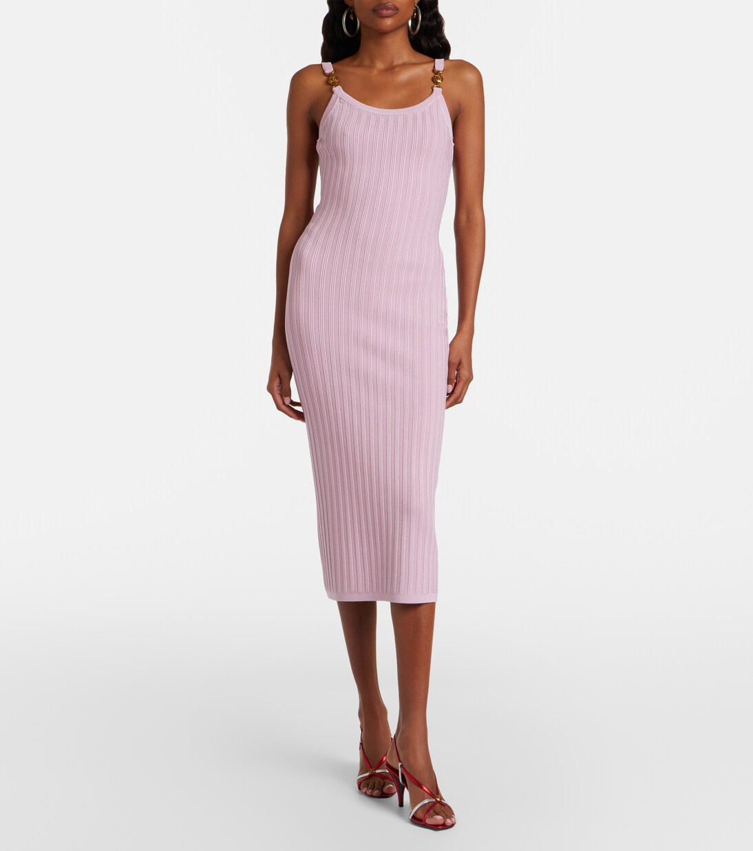 Medusa ribbed-knit midi dress | Versace
