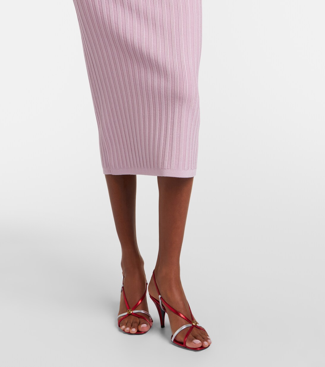 Medusa ribbed-knit midi dress | Versace
