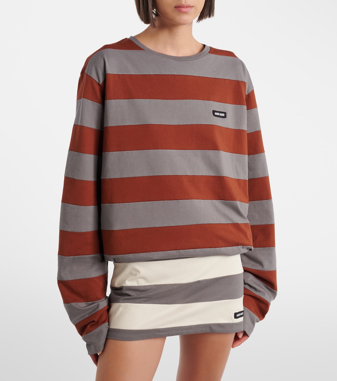 Striped cotton jersey T-shirt | Miu Miu