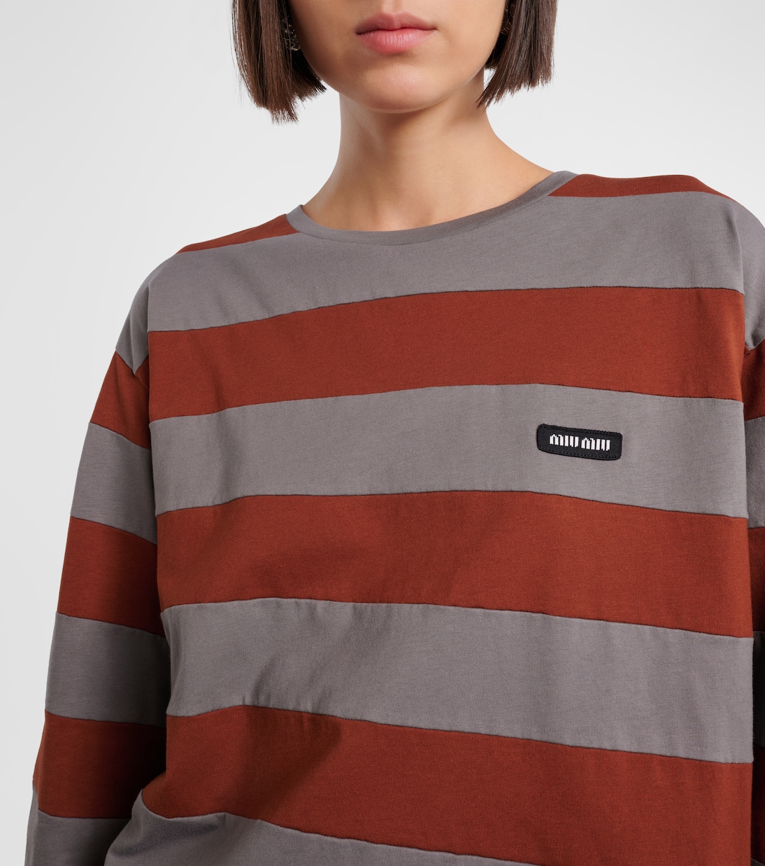 Striped cotton jersey T-shirt | Miu Miu