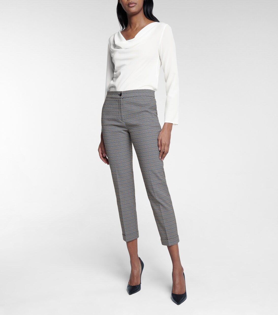 Pantalon imprimé à taille haute en coton mélangé | Etro