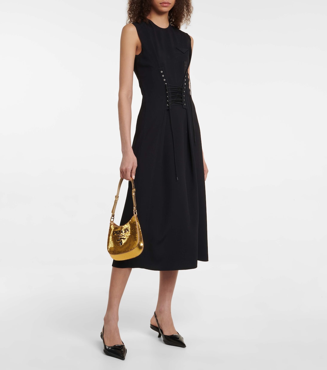 Borsa Cleo Medium con paillettes | Prada