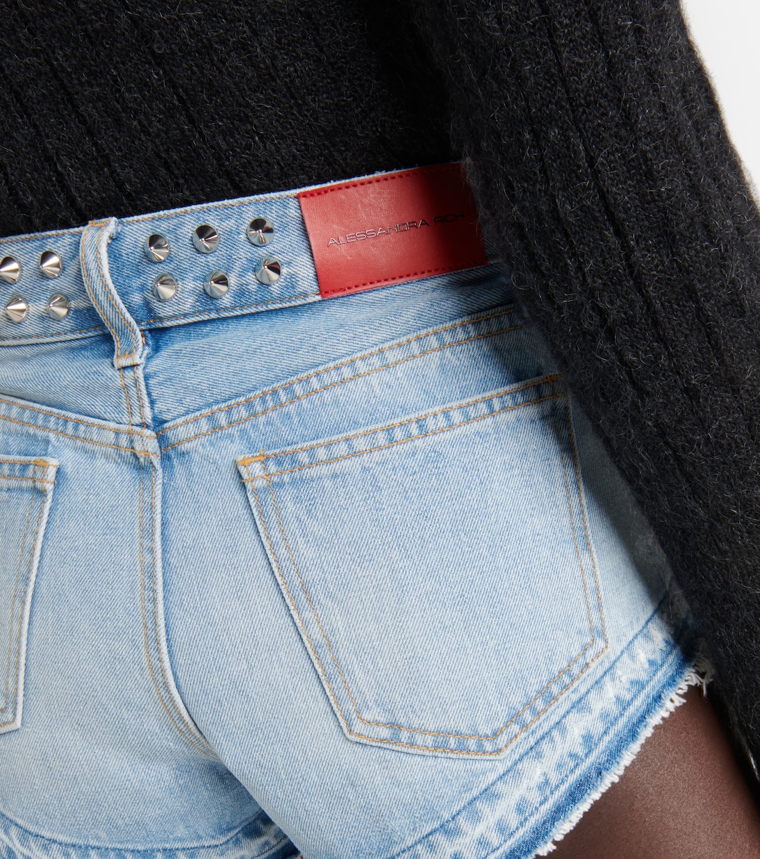 Shorts en denim de tiro alto adornados | Alessandra Rich