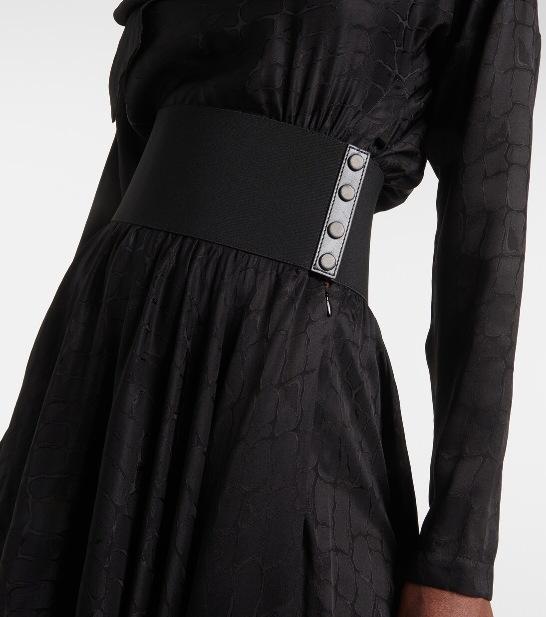 颈部系带真丝混纺中长连衣裙 | Alaïa