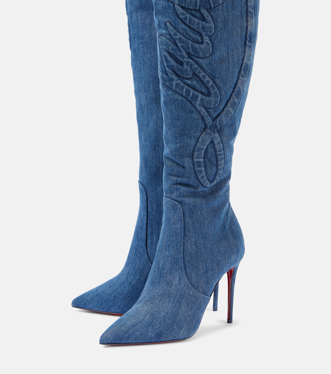 Kate Botta Alta 100 denim over-the-knee boots | Christian Louboutin