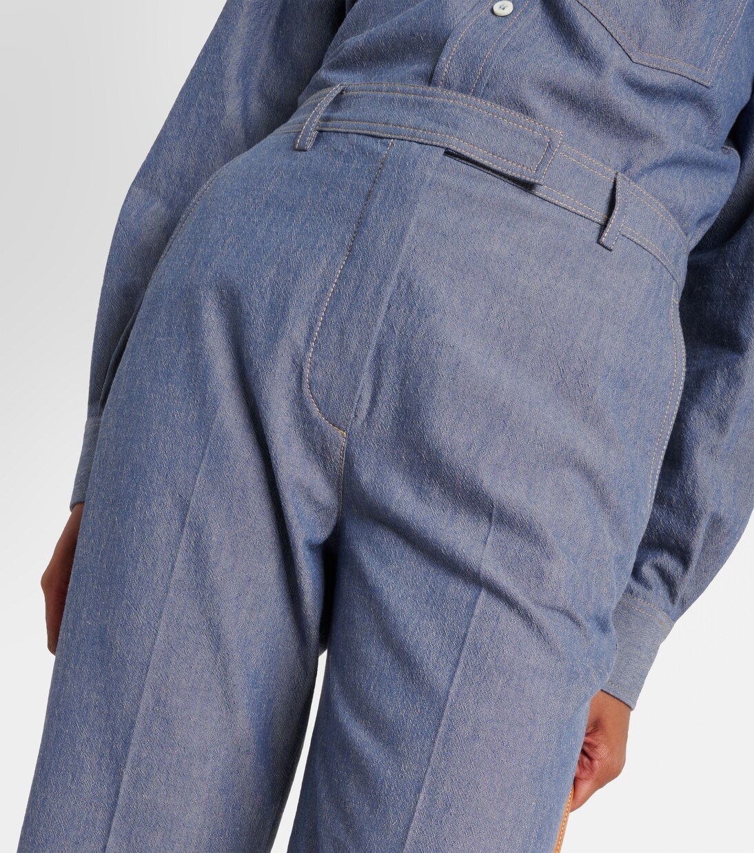 Pantaloni flared Nash in chambray | Loro Piana