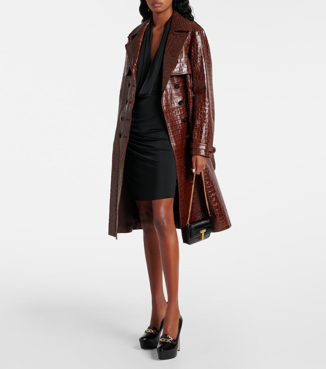 Croc-effect patent leather platform pumps | Tom Ford