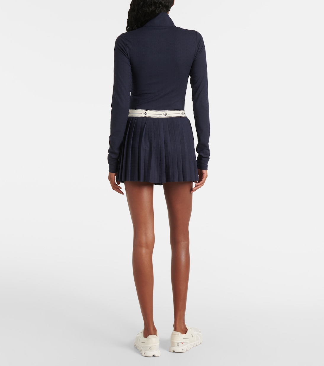 Pleated jacquard jersey tennis skirt | Tory Sport