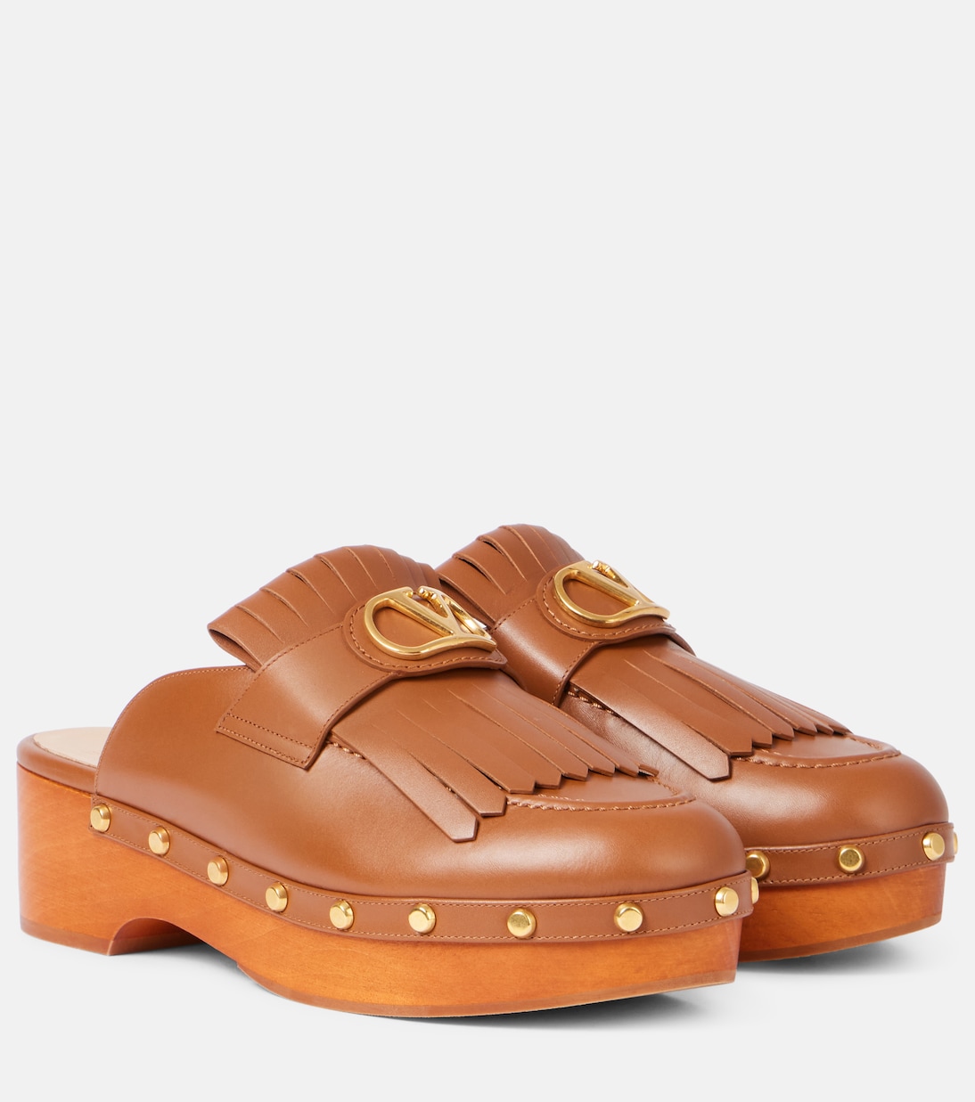 VLogo fringed leather clogs | Valentino Garavani