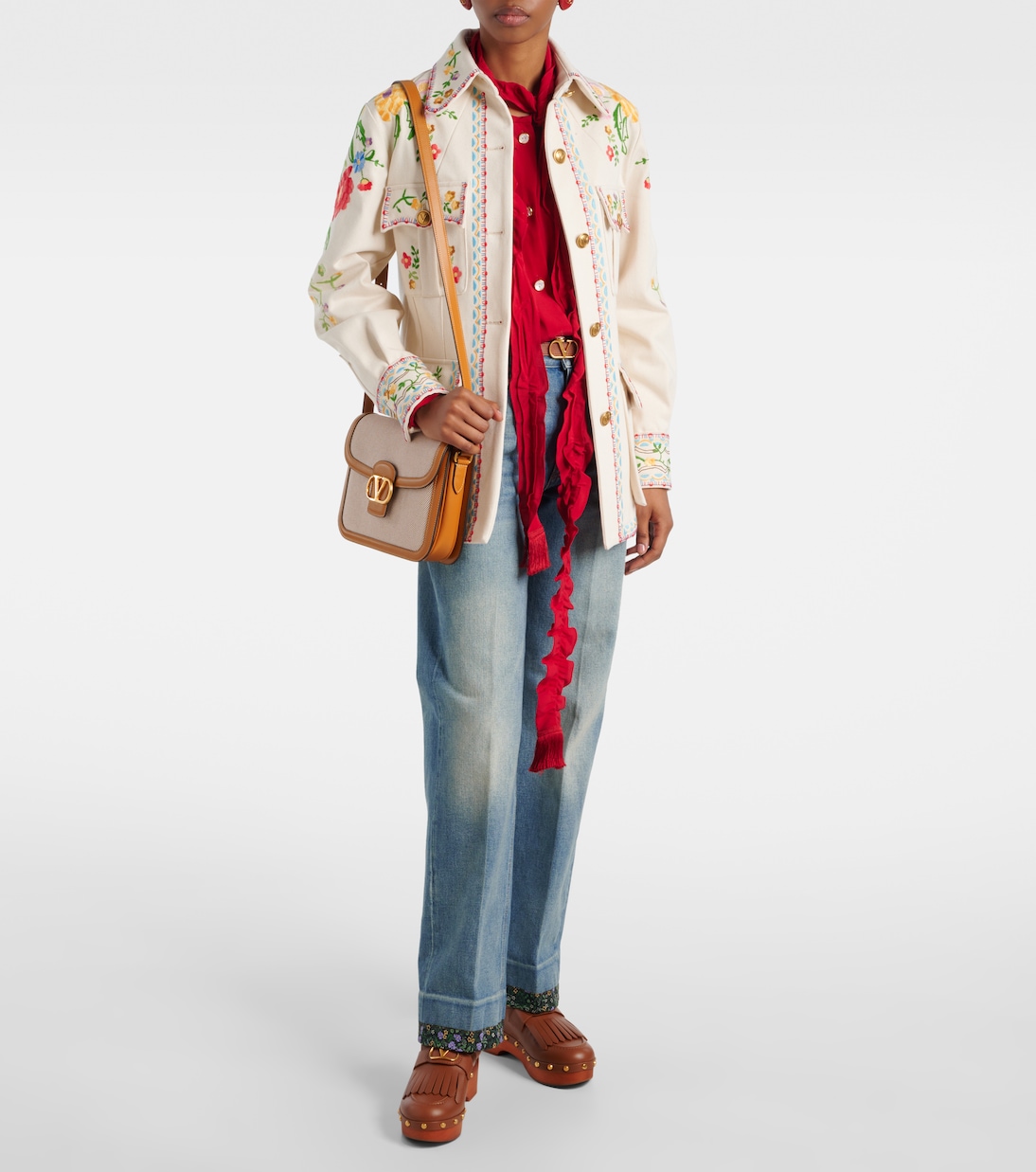 VLogo fringed leather clogs | Valentino Garavani