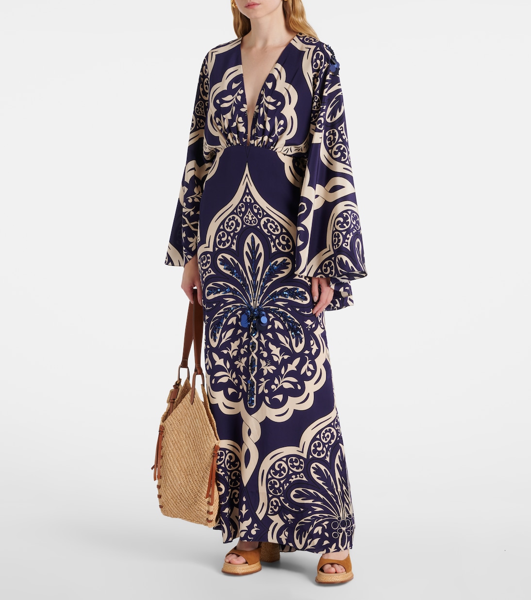 Bedrucktes Maxikleid aus Seide mit Pailletten | Johanna Ortiz