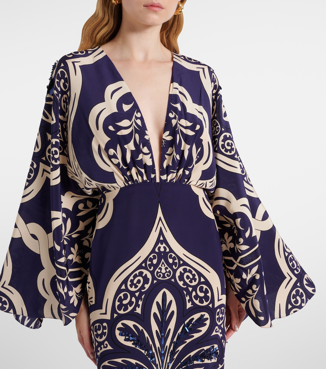 Bedrucktes Maxikleid aus Seide mit Pailletten | Johanna Ortiz
