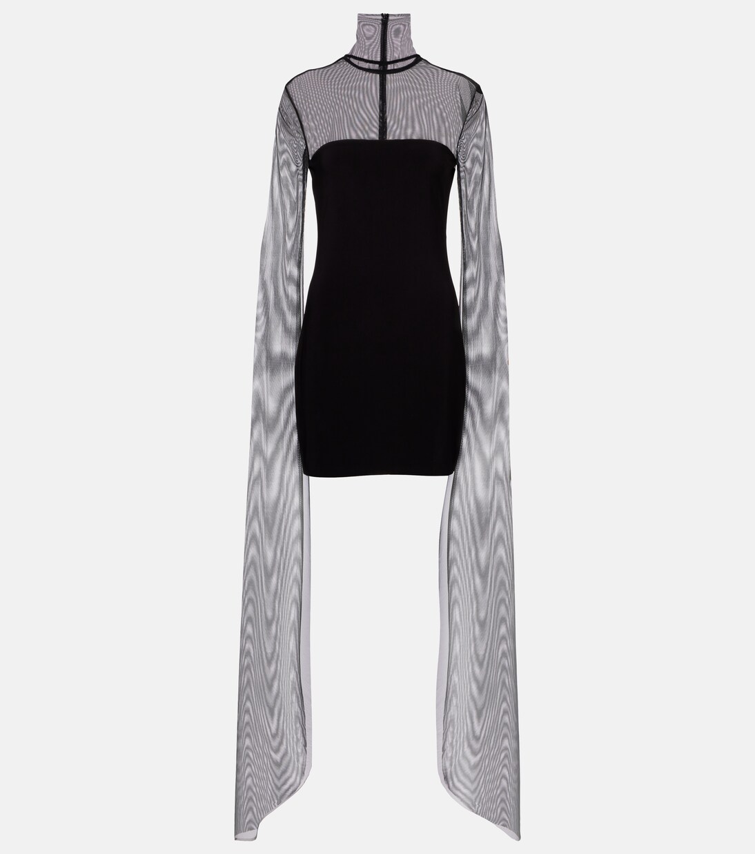 Turtleneck jersey and mesh minidress | Norma Kamali