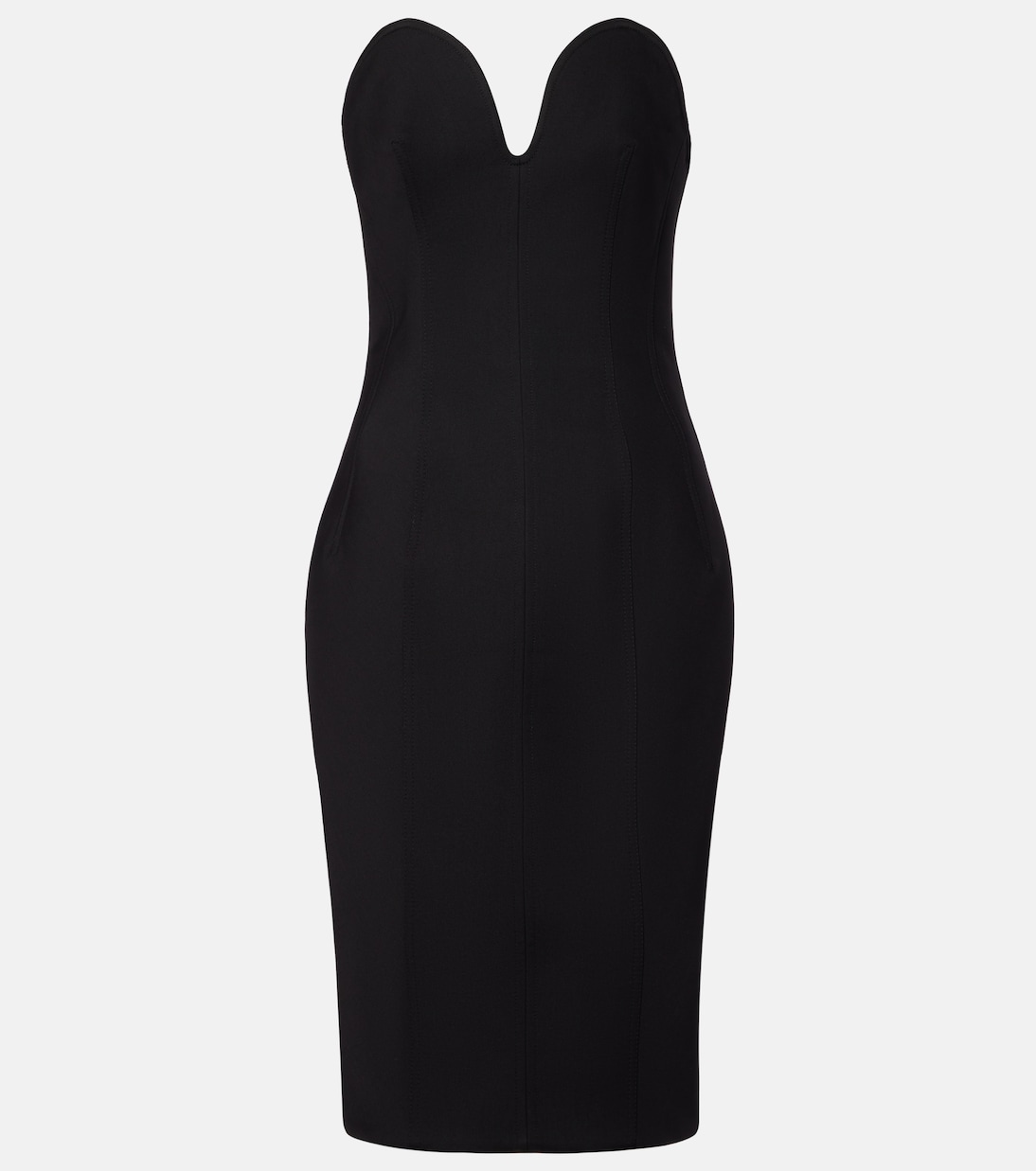 Vestido midi de lana sin tirantes | Bottega Veneta