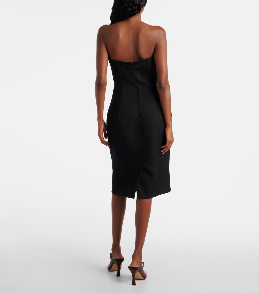 Vestido midi de lana sin tirantes | Bottega Veneta