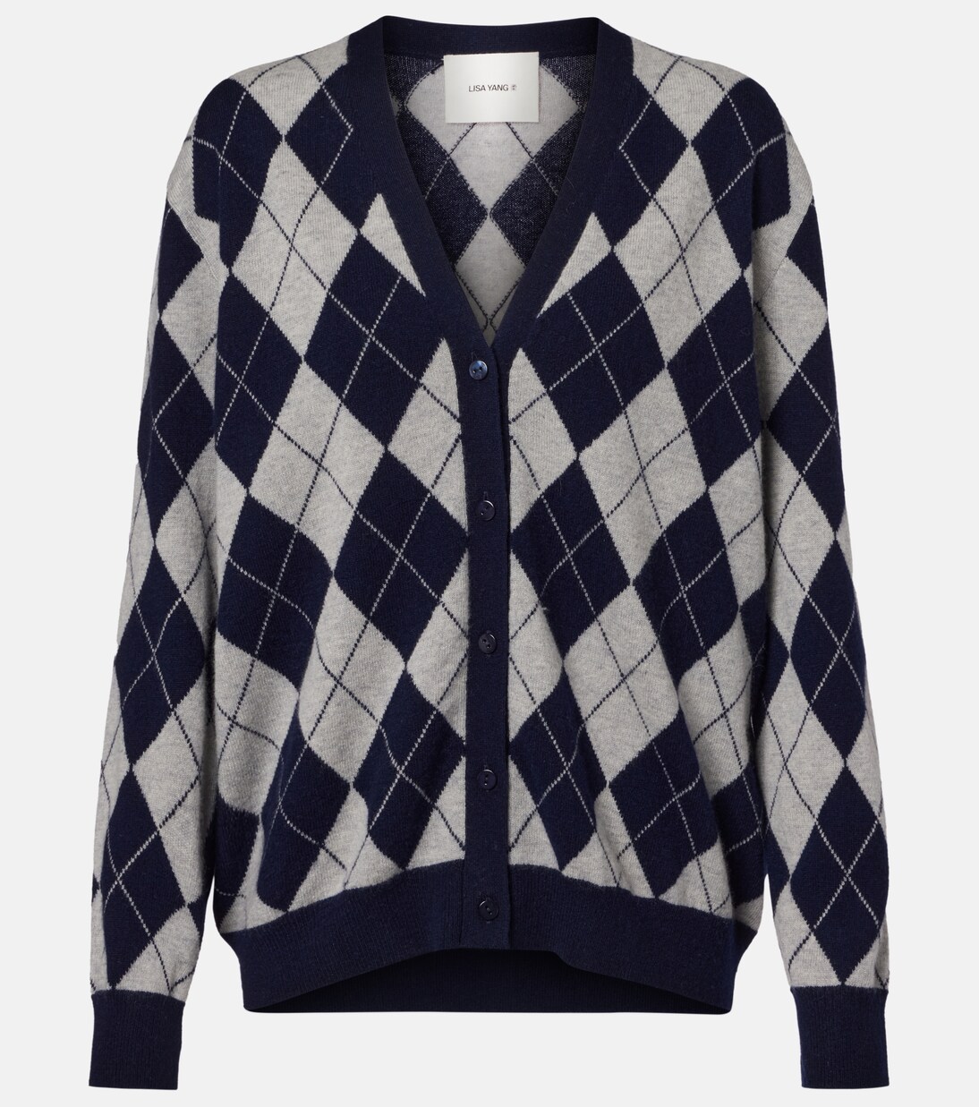 Raelyn argyle cashmere cardigan | Lisa Yang