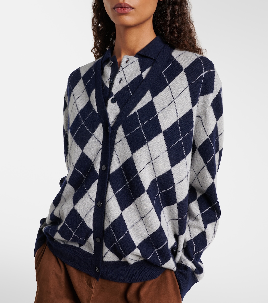 Raelyn argyle cashmere cardigan | Lisa Yang
