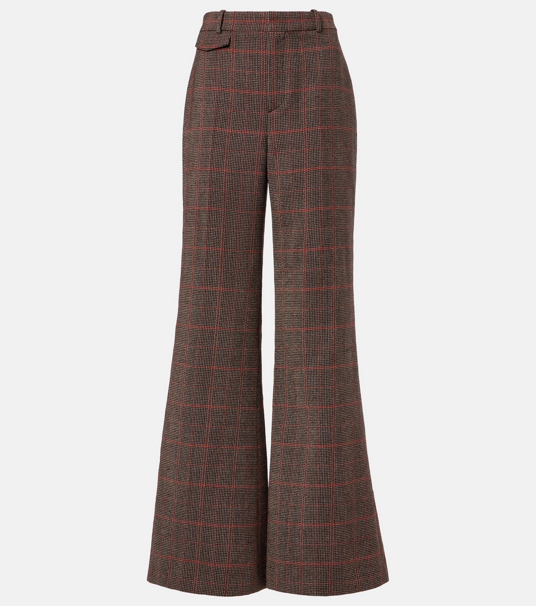 Checked high-rise wool flared pants | Chloé