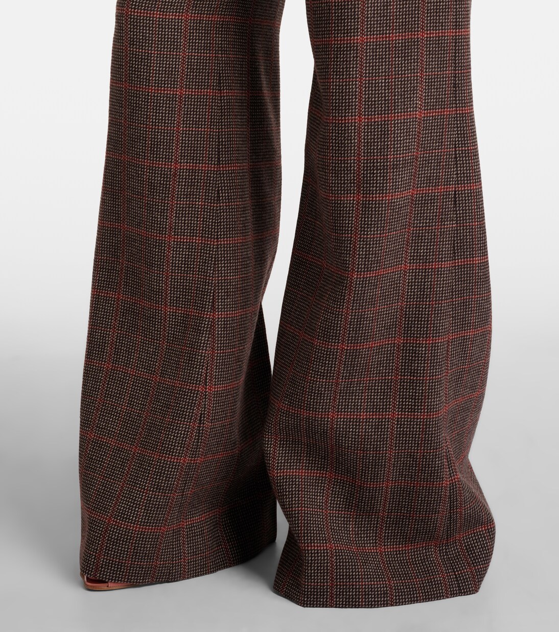 Checked high-rise wool flared pants | Chloé