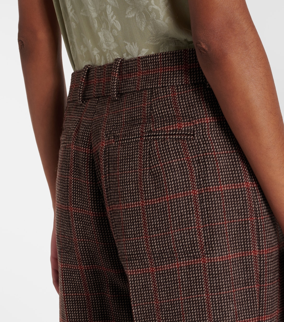 Checked high-rise wool flared pants | Chloé