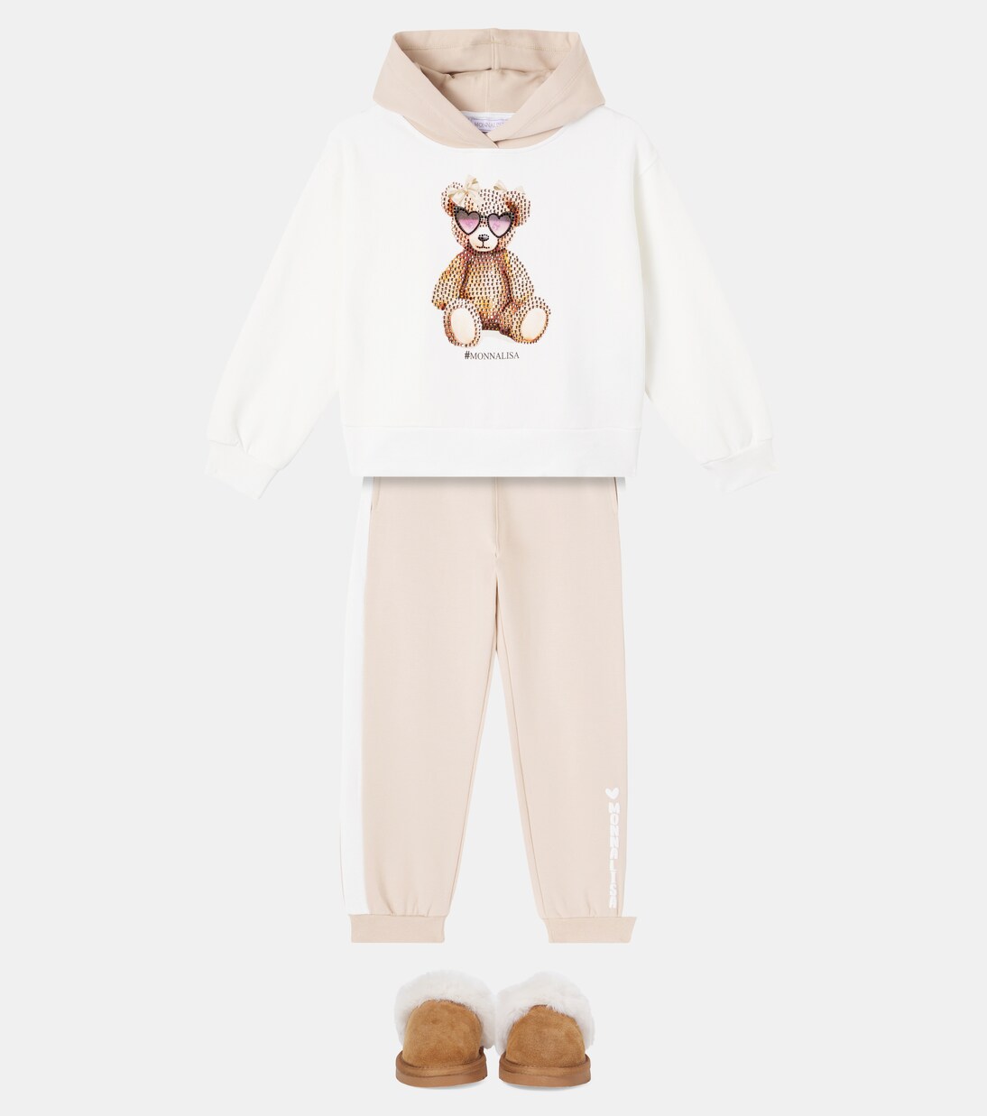 Set de sweat-shirt à capuche et pantalon de survêtement en coton mélangé | Monnalisa