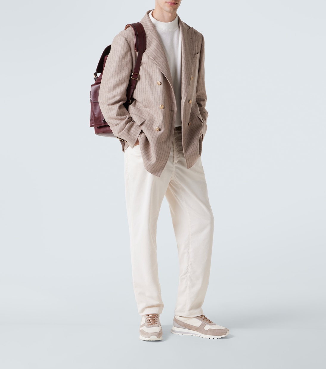Sneakers aus Leder mit Veloursleder | Brunello Cucinelli