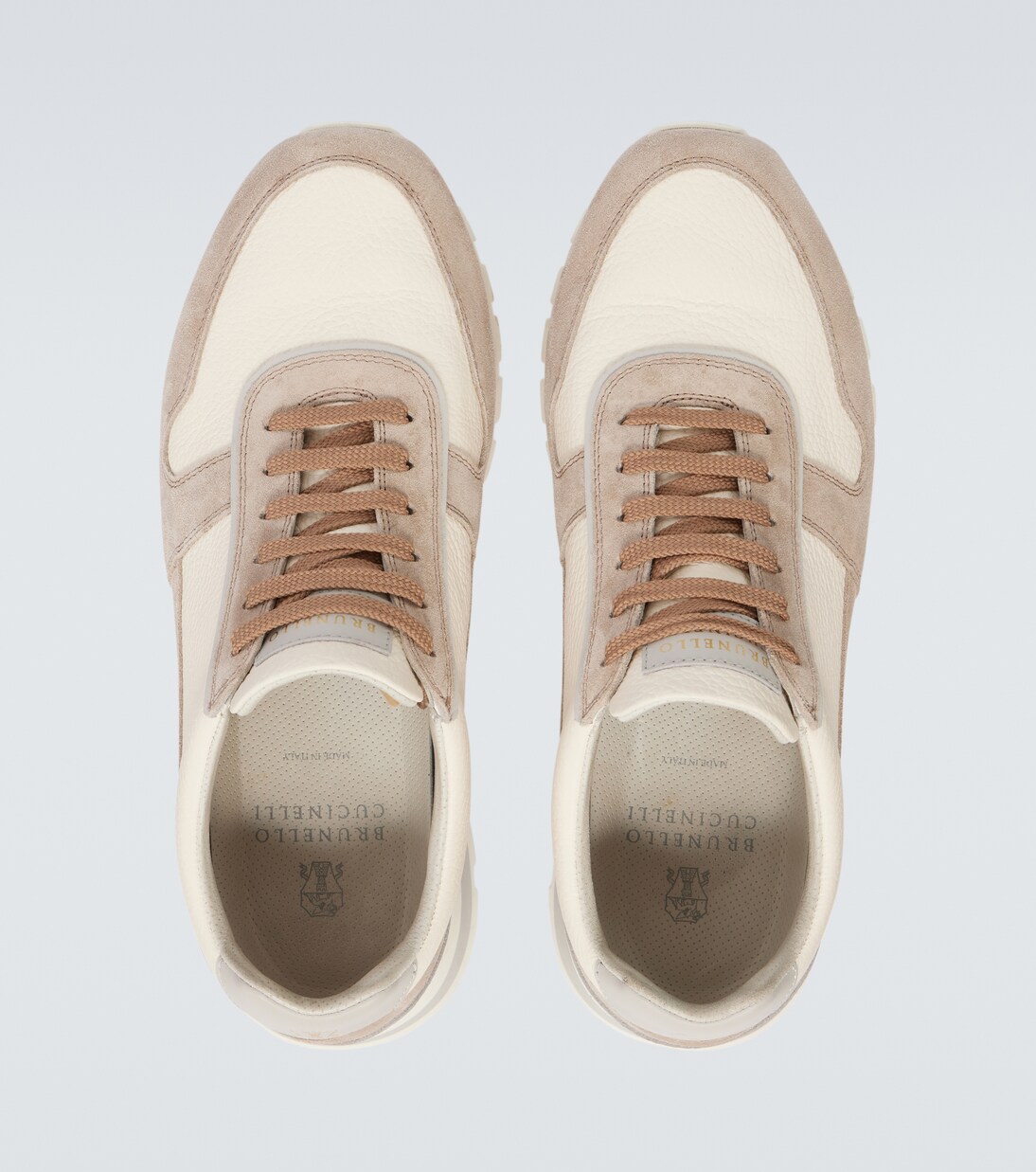 Sneakers aus Leder mit Veloursleder | Brunello Cucinelli