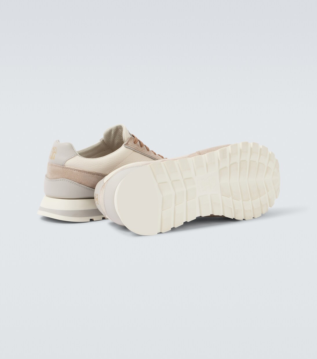 Sneakers aus Leder mit Veloursleder | Brunello Cucinelli