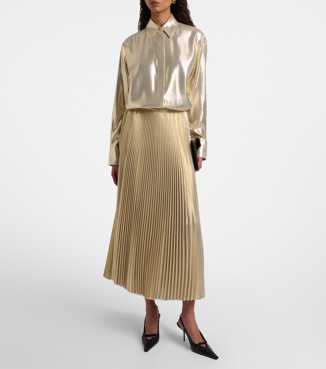 Essai silk-blend lamé midi skirt  | Joseph