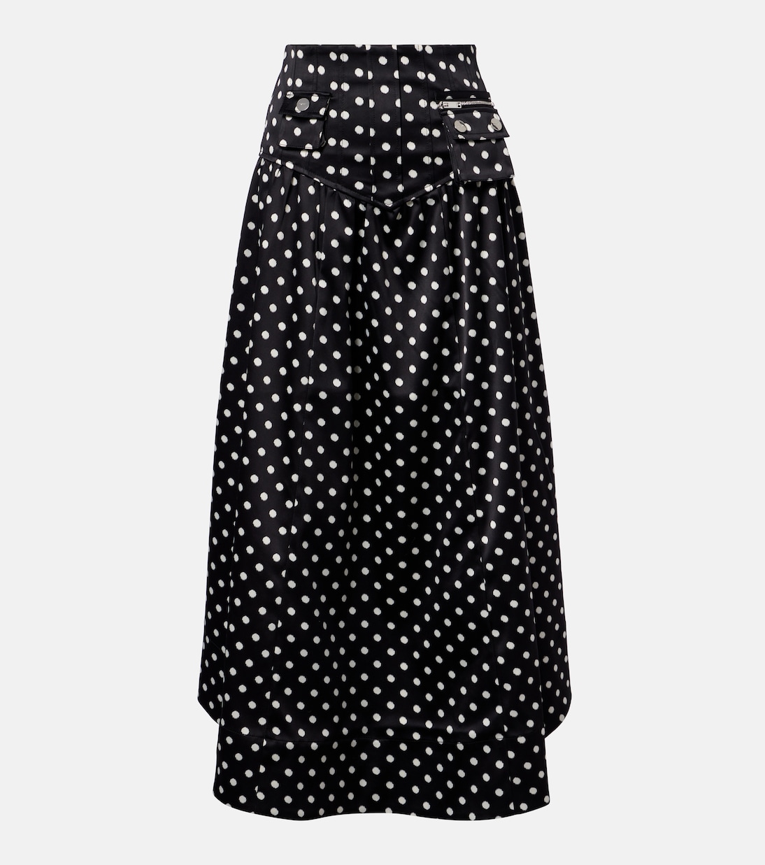 Polka-dot satin maxi skirt | Ganni