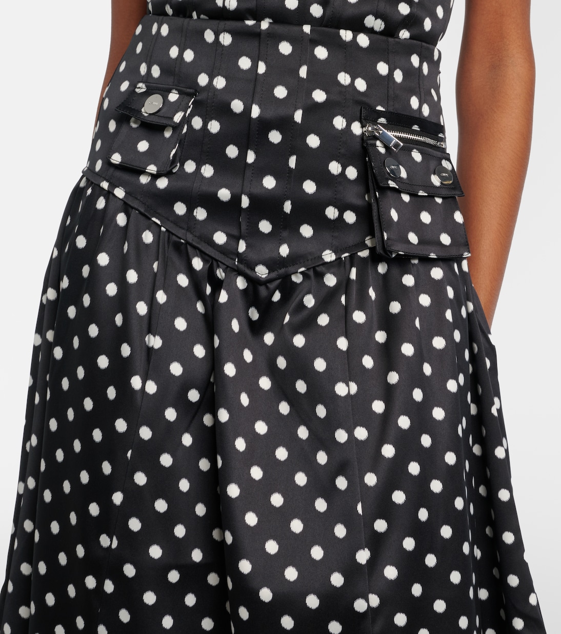 Polka-dot satin maxi skirt | Ganni