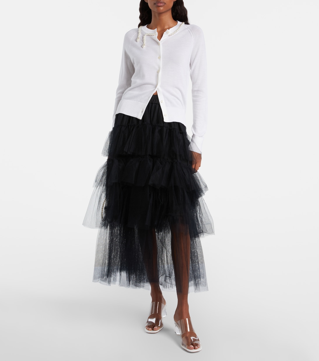 Cardigan in lana con perle bijoux | Simone Rocha