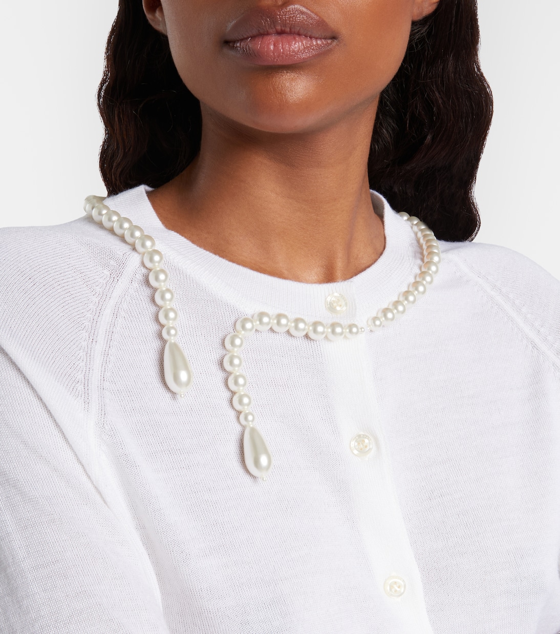 Cardigan in lana con perle bijoux | Simone Rocha