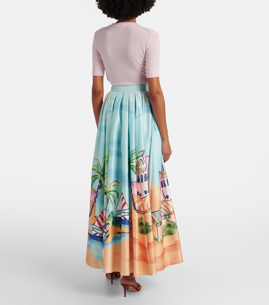 Printed satin maxi skirt | Leo Lin