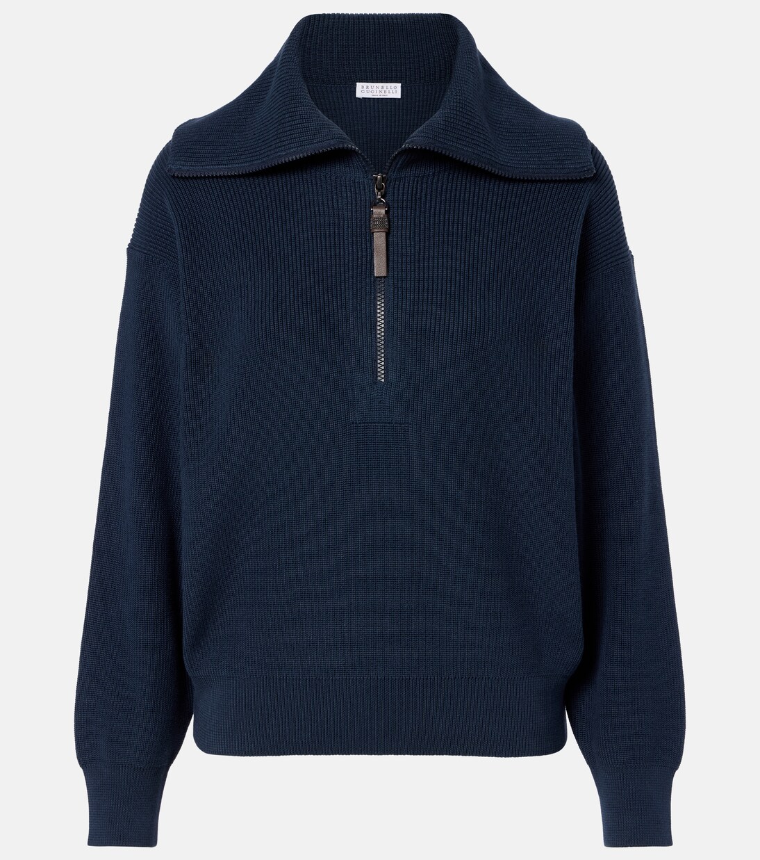Monili cotton half-zip sweater | Brunello Cucinelli